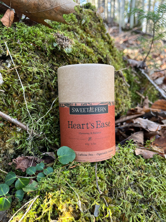 Hearts Ease tea sitting on a bed of moss